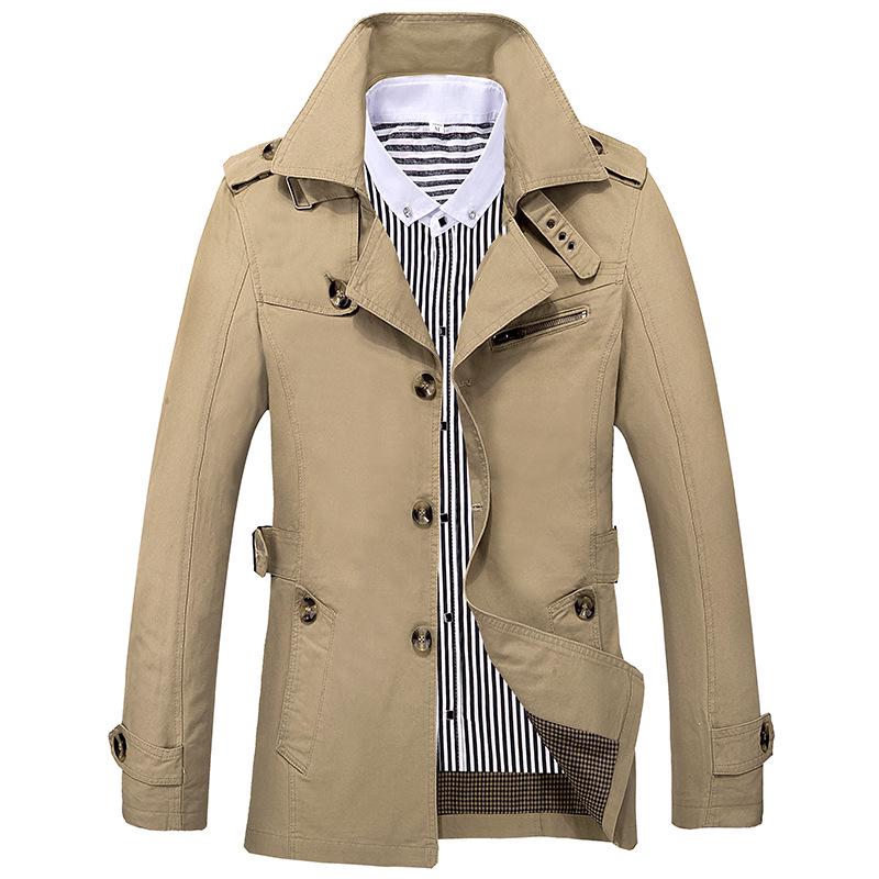 Men’s Autumn Casual Mid-Length Windbreaker Jacket - Trendy Plus Size Outerwear for Business
