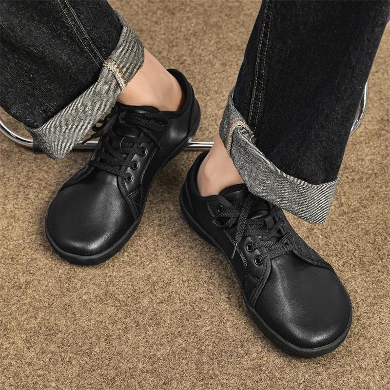 2025 SNORW Minimalist Shoes Unisex Wide Toe Barefoot Zero Drop Shoes Casual Leather Fashion Sneakers  Tenis Masculino