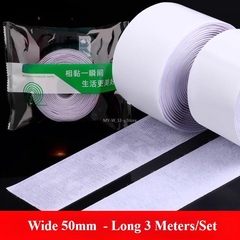 3/25Meter Starkes Selbstklebendes Klettband Haken und Schlaufe Schwarz Weiß Nylon Klettband Klebeband mit Starkem Kleber 25/30/50MM