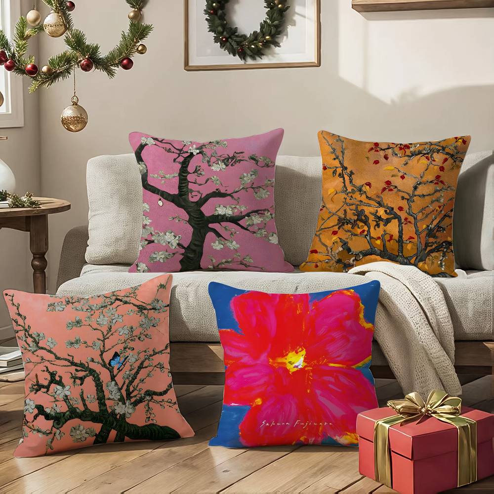 Watercolor Painting of Orchid Plants Pillow Case Silky elegant Comfort Sofa Bed Invisible zipper Beach pillowcase