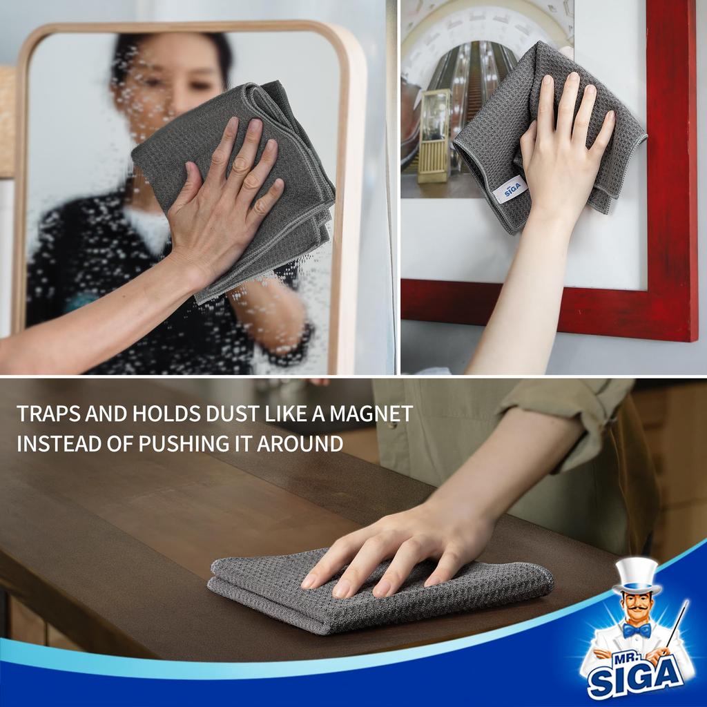 Panos de Limpeza MR.SIGA com Textura de Waffle, Panos de Prato Absorventes e de Secagem Rápida, Panos de Cozinha para Polir sem Fiapos, Panos de Prato, Panos de Limpeza, Pacote com 6