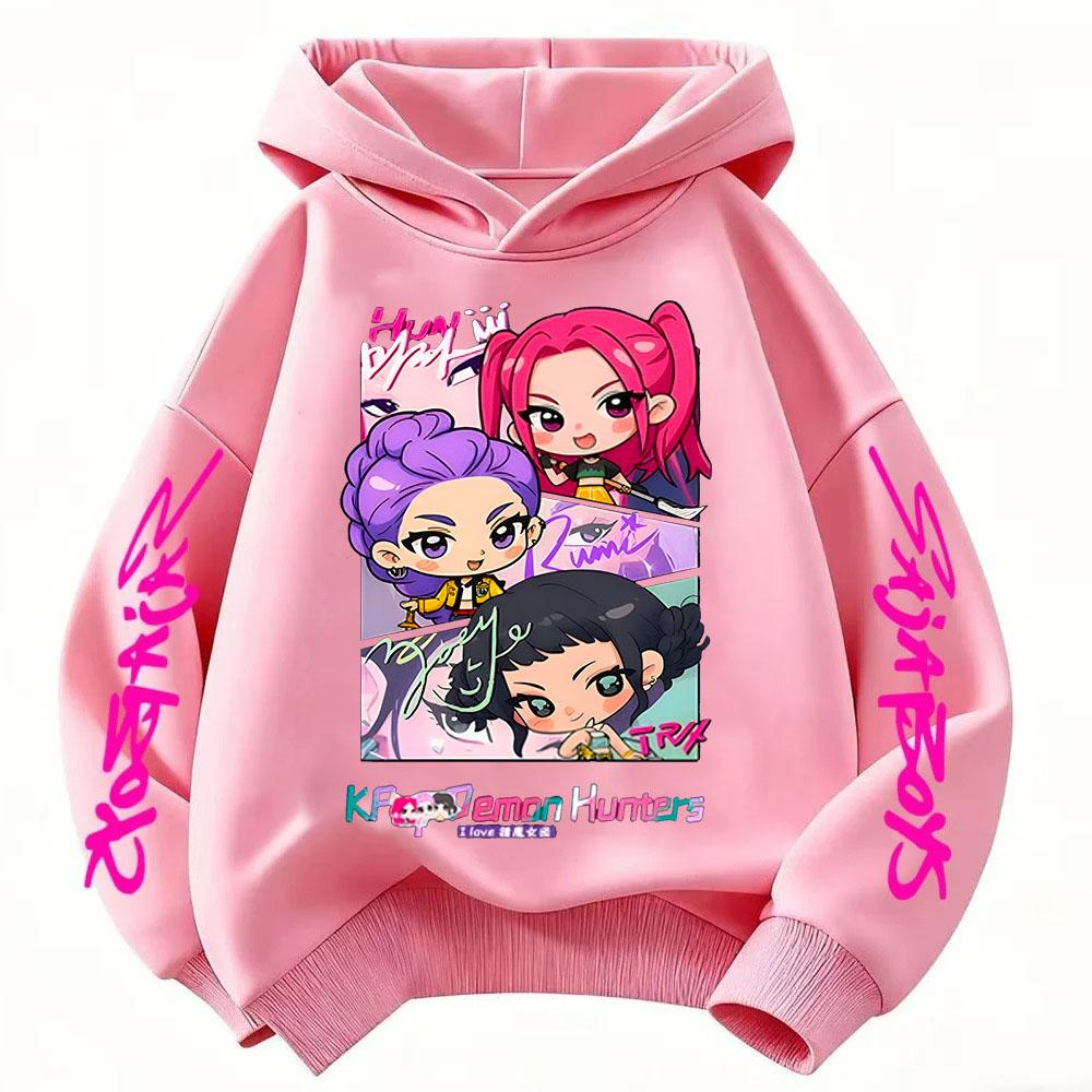 New Kids' Korean-Style Demon Hunter Fashion Casual Girls' Pullover Cartoon Movie Versatile Spring and Autumn Hoodie