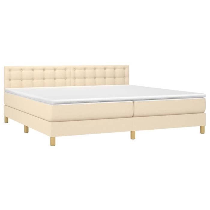 3140966 vidaXL Divan Bed with Mattress Cream 200x200 Cm Fabric
