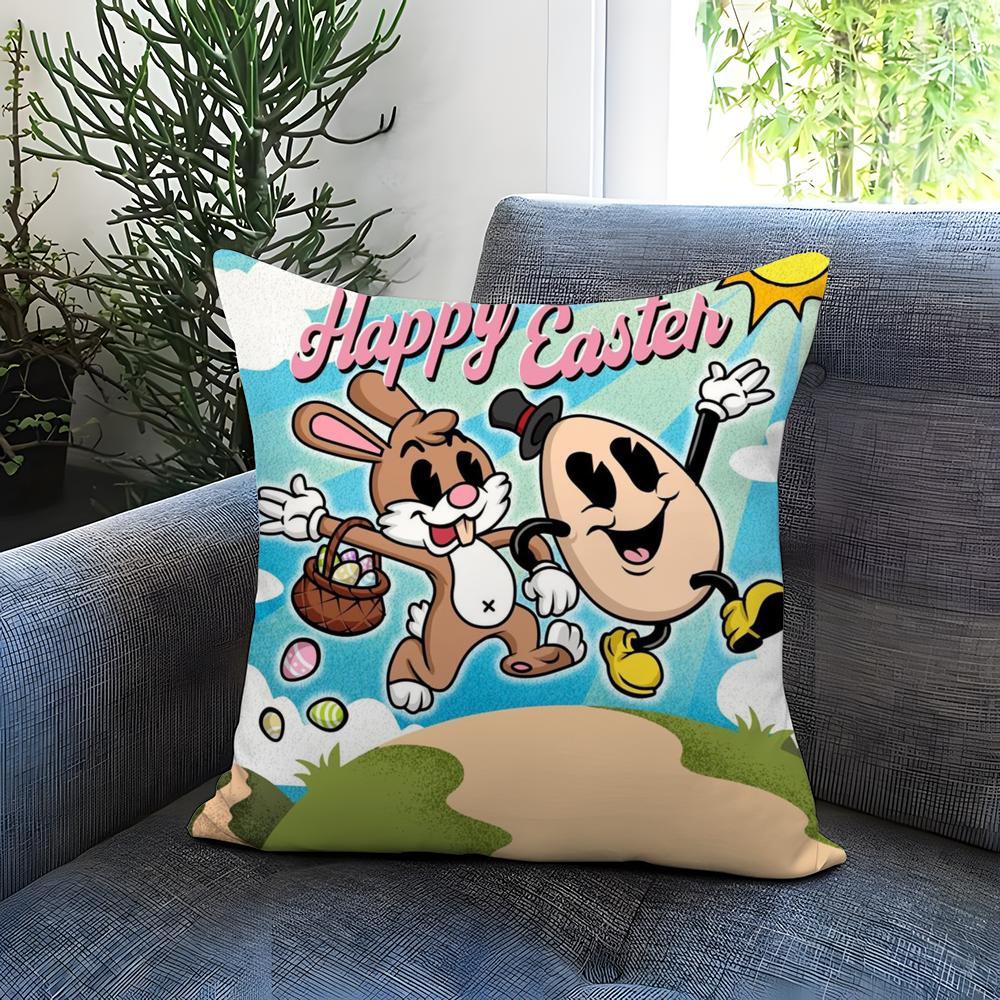 Easter Day Cushion Cover Comfortable Reversible Pillow Cover Ideal for Car Sofa Bedroom & Beyond