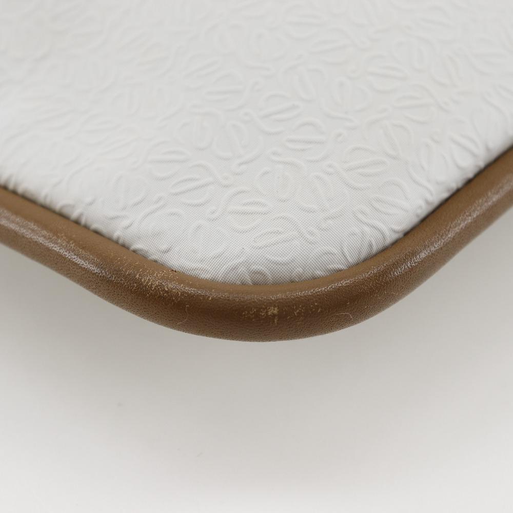 LOEWE anagram Shoulder Bag White PVC/leather unisex Used