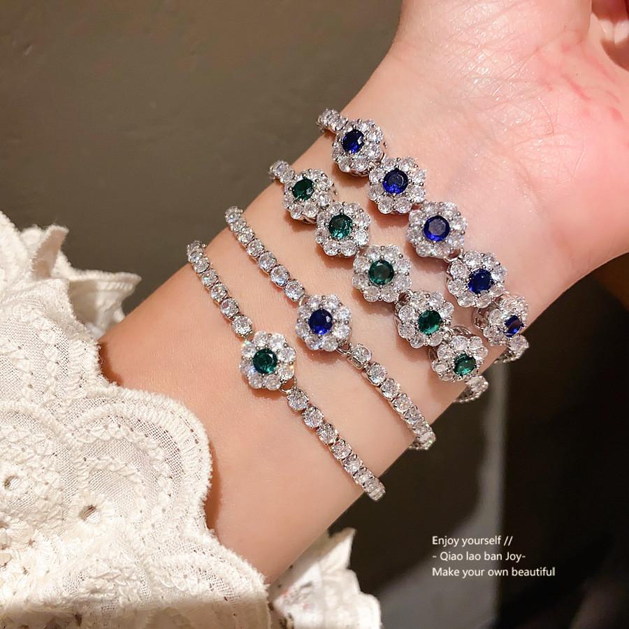 Floral Zirconia Pendant Bracelet For Women Elegant Summer Jewelry Gift For Ladies