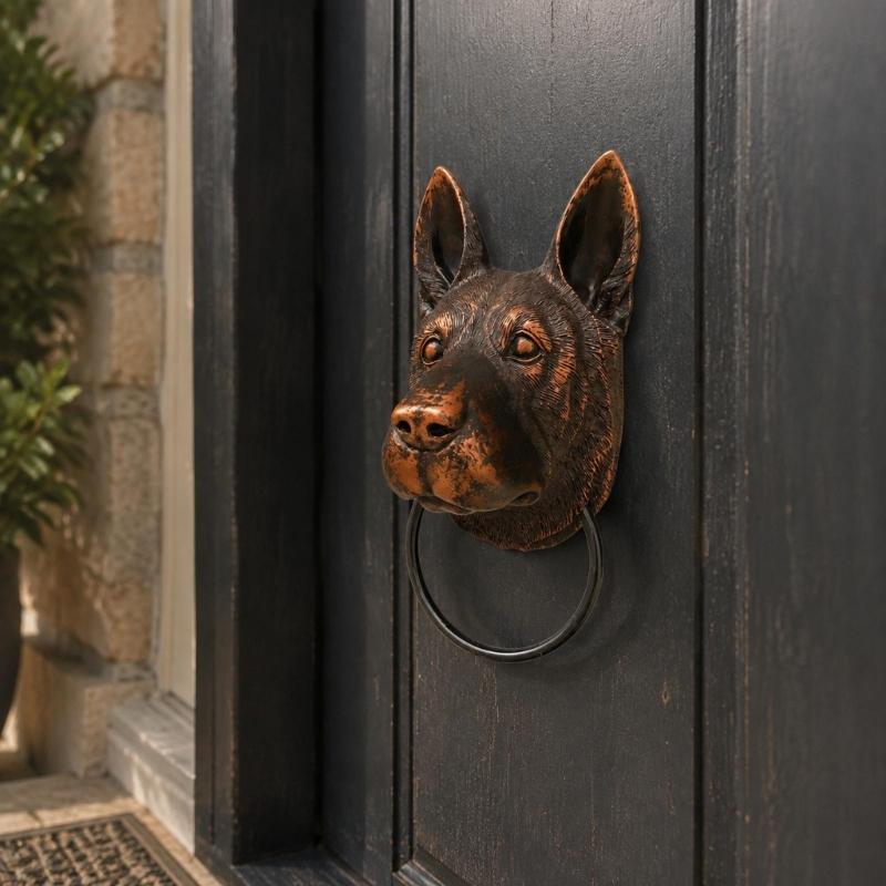 Decorative Animal Door Knocker with Raised Head and Lifting Handle for Wood, Metal, Garden, Entry, and Shop Entrances