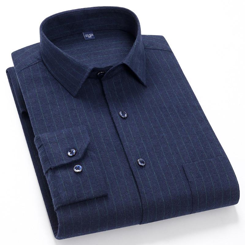 High Quality Men's Autumn New Long Sleeve Shirt Soft Fit British Style Home Leisure 100% Cotton Plaid Stripe Outdoor Travel Tops