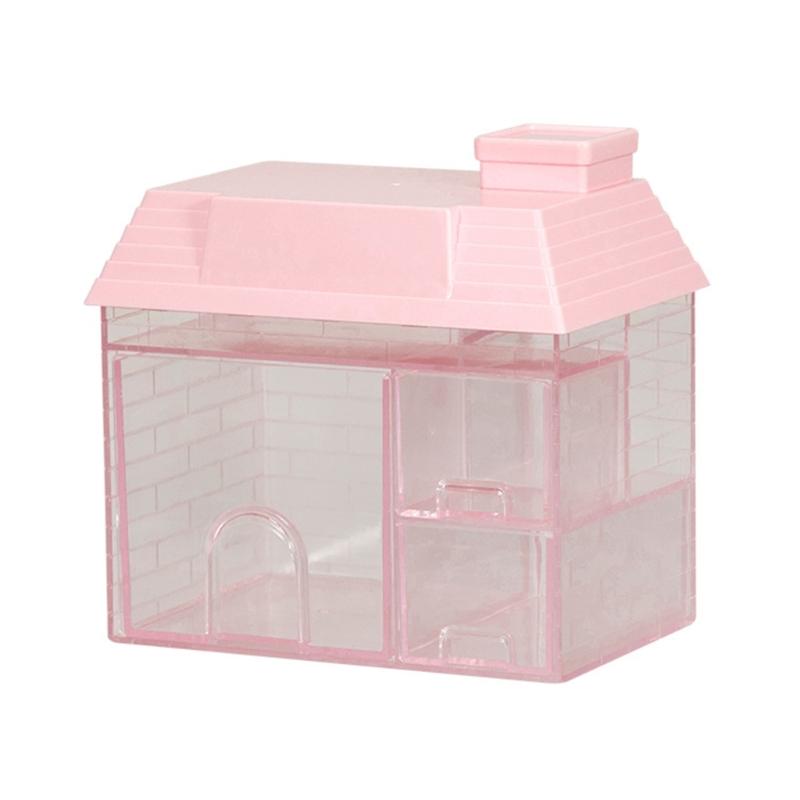 

Ящик для хранения прозрачных квадратных канцелярских принадлежностей, держатель для линейки, ручки, косметического органайзера для макияжа розовый
