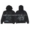 Mens Loose Fit Hooded Sweatshirt Japanese Style Animal Print Vintage Wash Streetwear Top