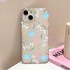 Blue pink flowers and plants are suitable for iPhone17ProMax mobile phone case 14 Apple 12/11 matte 13 all-inclusive