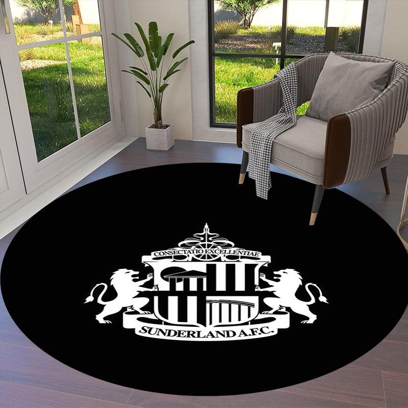 Sunderland Association Football Club Round Area Rug,Carpet Rug for Living Room Bedroom Sofa Playroom Decor,Non-slip Floor Mat