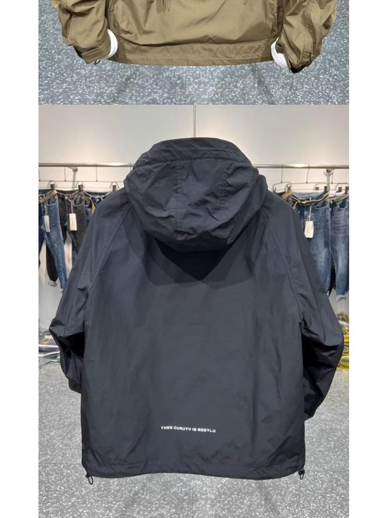 Men's Spring Windbreaker: Casual Loose Hooded Jacket with Big Zipper Pocket