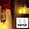 Christmas Patio Hanging Flame Lantern Garden Lamp Simulated Fire Effect Solar Power Jar Lid Light