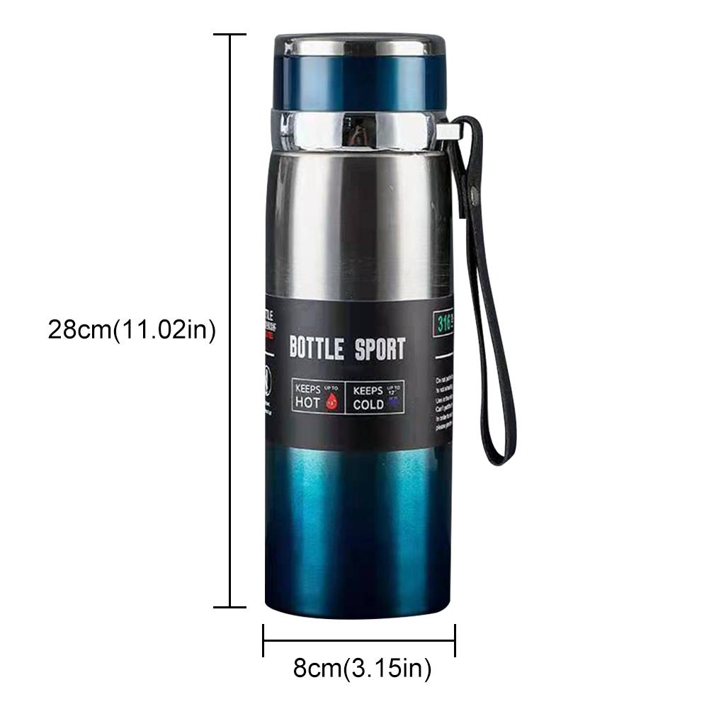 1000ml Insulated Thermal Bottle with Handle Vacuum Double Insulation Cup Large Capacity Outdoor Vacuum Jar for Hot Cold Drinks