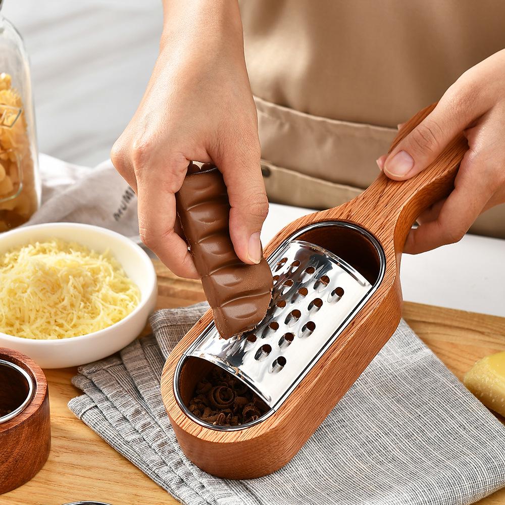 Begonia Wood & Stainless Steel Cheese and Vegetable Shredder with Storage