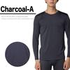 Factory Warm Stretch Round Long Warm and Stretchy of 2 Size Y's Men's Innerwear, Fleece-Lined, Neck, Sleeves, [Set (Black & Charcoal) LL]