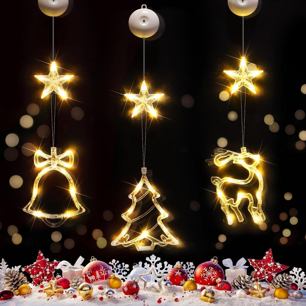 suddus Christmas Window Lights Decoration, Star, Bell & Tree Multicolor