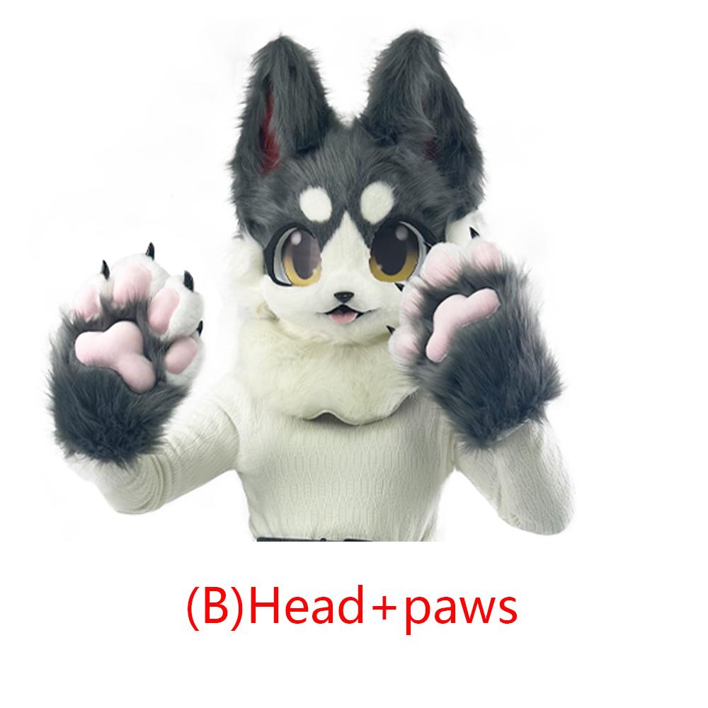 In Stock Fursuit Testa Economica Testa Animale Costume Gatto Testa Pelosa Kemono Cane Carino Testa Costume Gioco di Ruolo