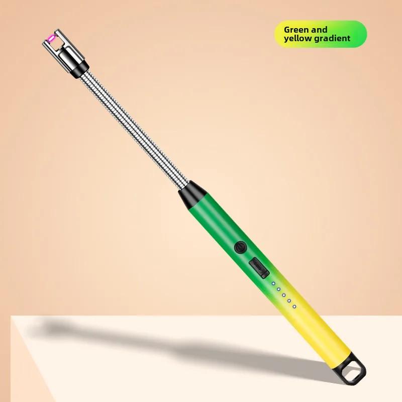 Gradient Color Windproof Electronic Pulse USB Charging Lighter Safety Ignition Switch Outdoor Kitchen Candle Electric Lighters