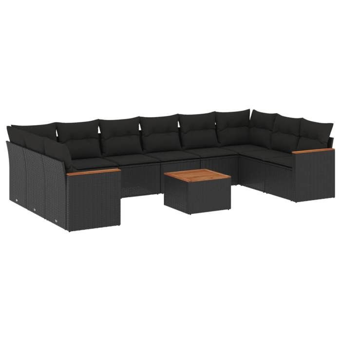 VidaXL Garden Lounge Set with Cushions 11 Pcs, Patio Sofas, Patio Furniture Set, Outdoor Furniture, Black 3258730