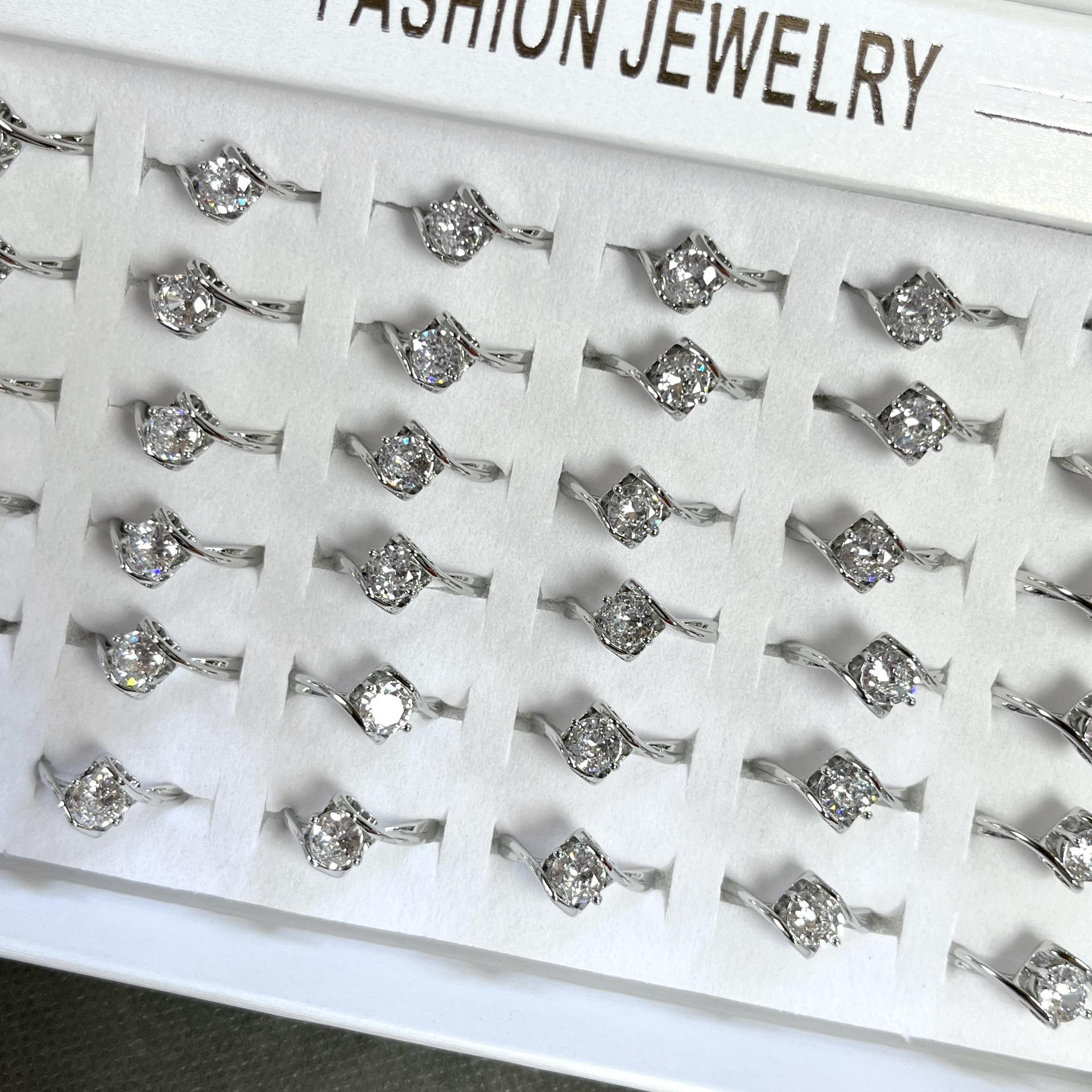 36Pcs Zircon ring - fashionable and simple zircon ring setting engagement ring