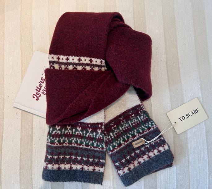 Fair Island wind jacquard knitted scarf women's winter new warm thickened student couple neck scarf tide