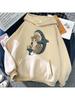 Felpe con Cappuccio Nere a Manica Lunga Donna Squalo Gatto Felpe con Cappuccio Divertenti Animali Cartoni Animati Stampa Grafica Pullover Streetwear