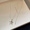 Silver Star Heart Pull Adjustable Clavicle Necklace Fashion Sweater Chain For Women