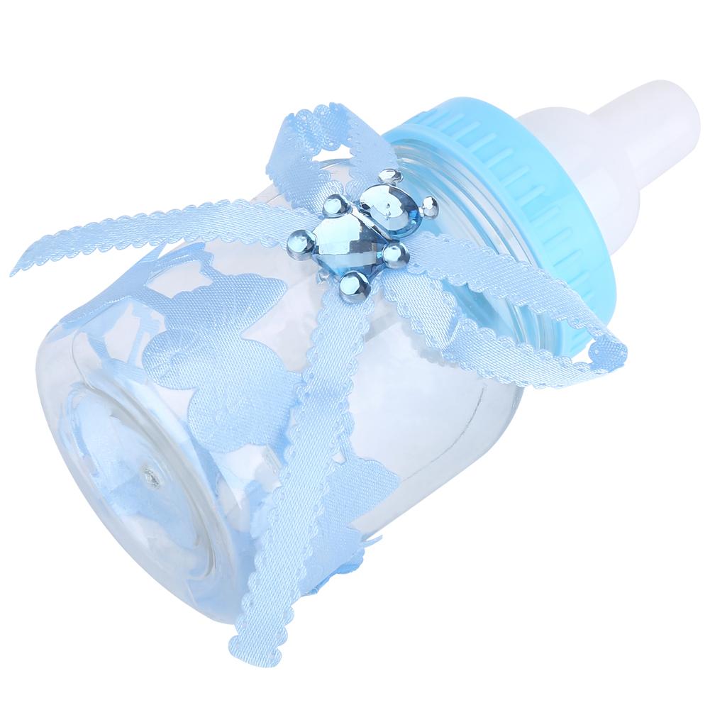 50Pcs Candy Chocolate Bottles Box For Baby Shower Party Favors Gifts Decorations (Blue)