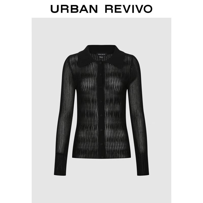 UR 2025 Winter Women s Textured Lapel Knit Cardigan M