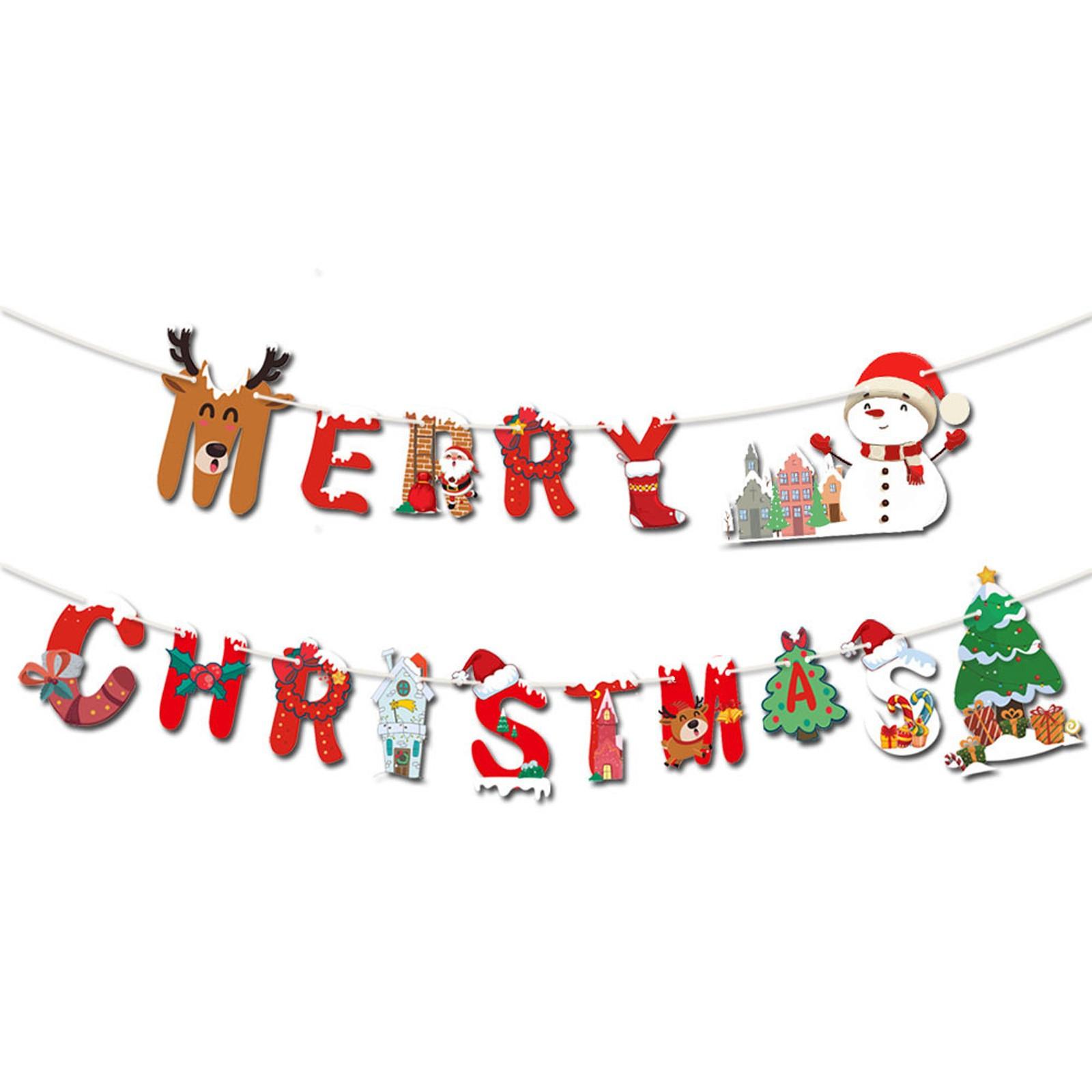 

Merry Christmas Paper Banners Flags Hanging Garlands For Xmas Ornaments Holiday Home Party Decoration One Size