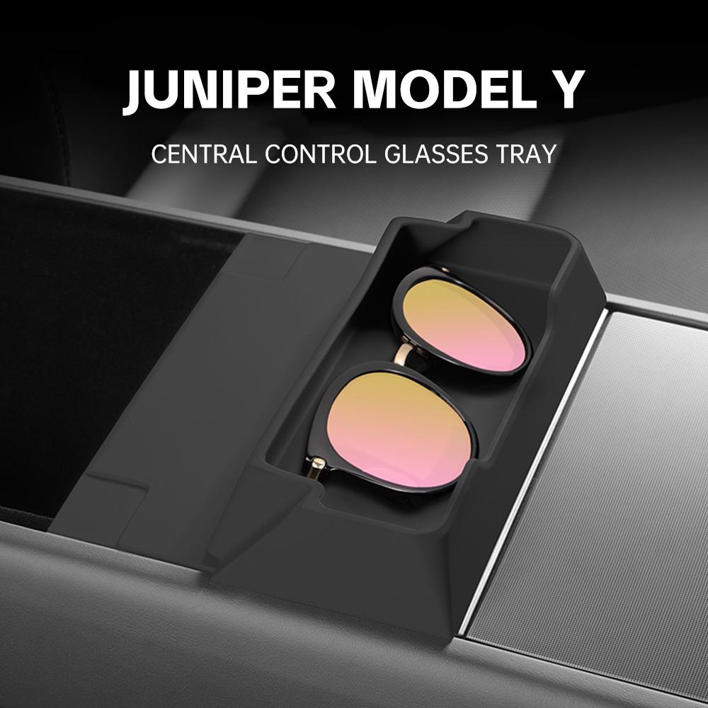 Für Tesla Model Y Juniper 2025 2026 Mittelkonsolen-Brillenfach Silikon-Aufbewahrungsfach Aufbewahrungsbox Auto-Innenraumzubehör