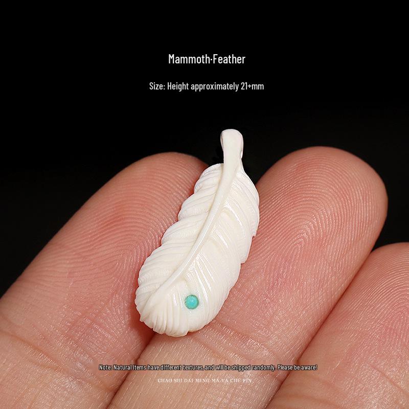 

Mammoth Ivory Feather Pendant & Ti Liu Bead Bracelet Necklace Charm 108 Wenwan Bead Accessories