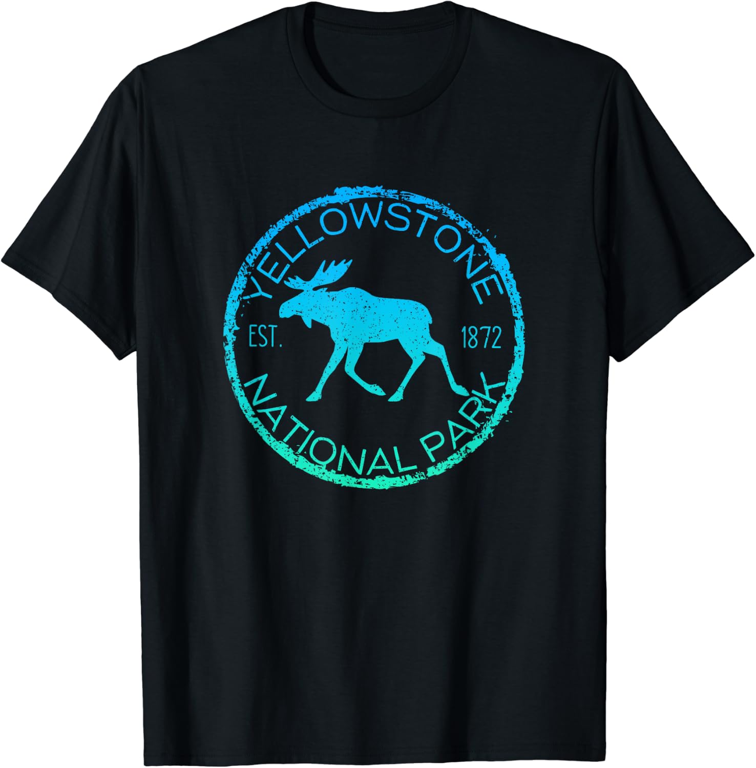Moose Design Yellowstone National Park Souvenir Hiker s Men T Shirt XS чёрный