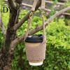 Lightweight Portable Cup Sling Plush Coffee Sleeve, Hand Strap Soft Insulated Holder, Reusable Cozy Retro Style Warmer Sleeve for Autumn And