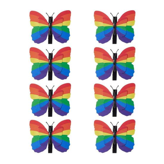 8Pcs Women Hair Clips Rainbow Butterfly Decor Hairpins 3D Wing Design Perfect Size Women Girls Hair Pins Hair Accessories