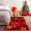 Golden Snowflake Christmas Area Mat - Soft, Absorbent Polyester Mat with Festive Red and Golden Design for Living Room, Bedroom,