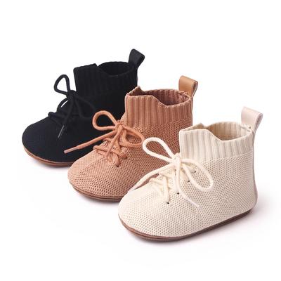 Adorable Infant Knitted Boots Toddler Baby Boy Girl Knit Crib Shoes Cute Cartoon Anti-slip Prewalker Baby Slippers