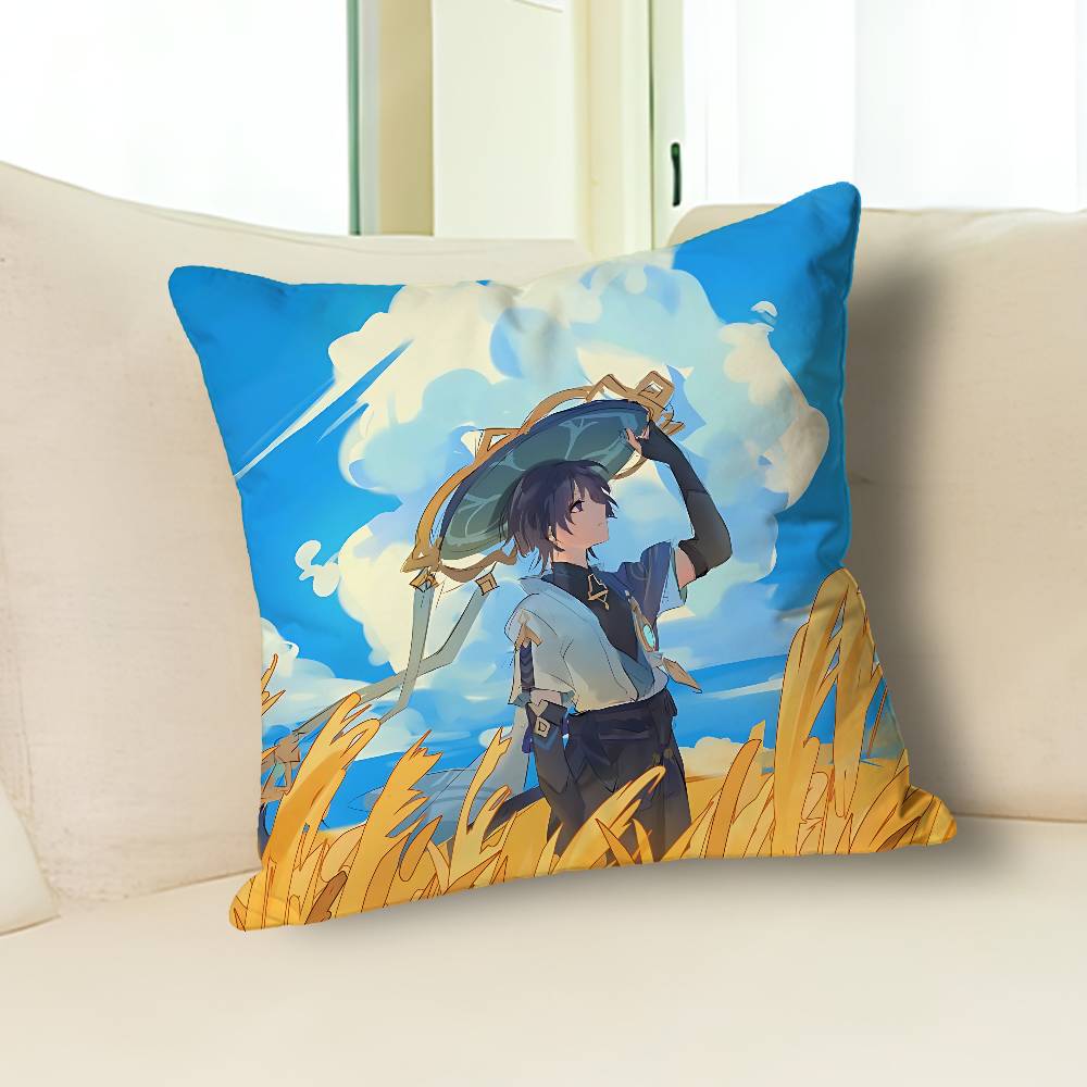 G-Genshin Impact Wanderer Anime Celebrity Merchandise All-Match Printed Pillow Case Sofa Car Office Room Decoration Protector