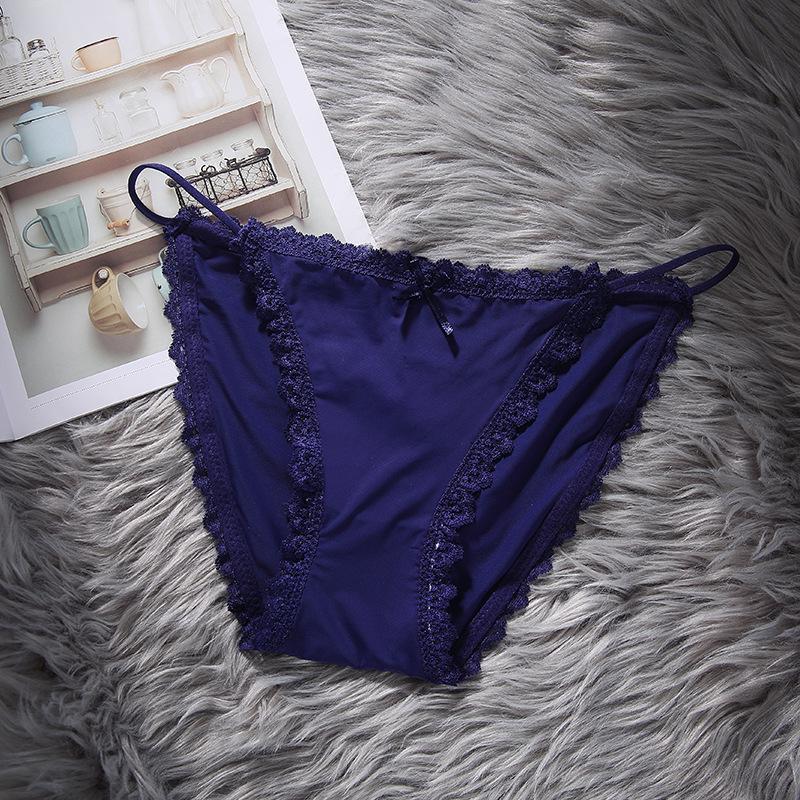 Nahtlose Unterwäsche aus japanischer Eis-Seide mit Spitzenbesatz und niedrigem Bund - Atmungsaktiv, dünne Träger, Zwickel aus reiner Baumwolle, Übergröße verfügbar