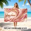 Abstract Geometric Theme Soft Beach Towel Personalized Custom Name Text Towel Portable for Beach Pool Travel