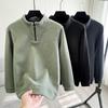 Men's Heavyweight Half-Zip Stand Collar Coral Fleece Sweatshirt - Super Warm Winter Casual Base Layer