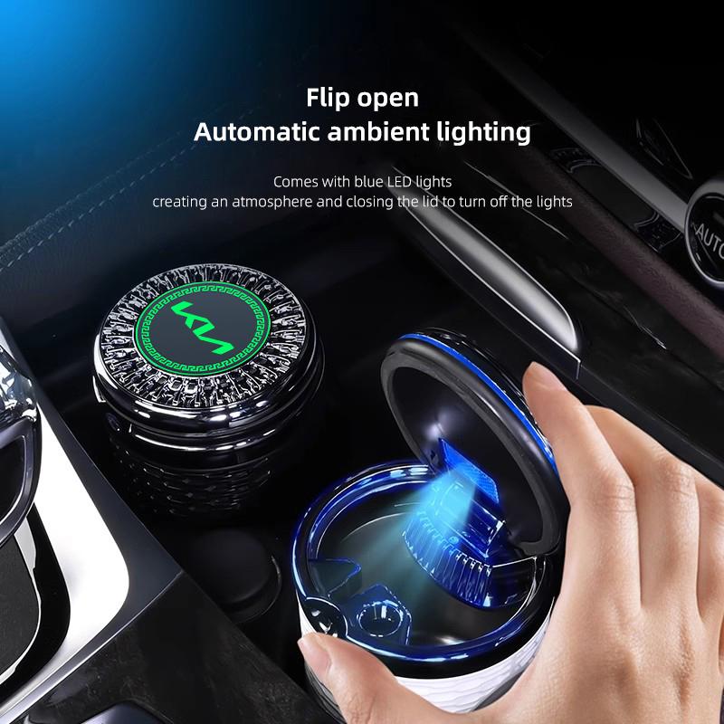 Car Ashtray LED Noctilucent Cigarette Butt Trash Box Accessories For KIA K5 K9 Sorento Ceed Sportage Carnival Stinger Forte Niro zpjm80