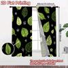 Set Of 2 Flat Printing Curtains Without Rod Green Leaf Design Dark Background April Fools Is Day Festival Fashion Curtain Polyester