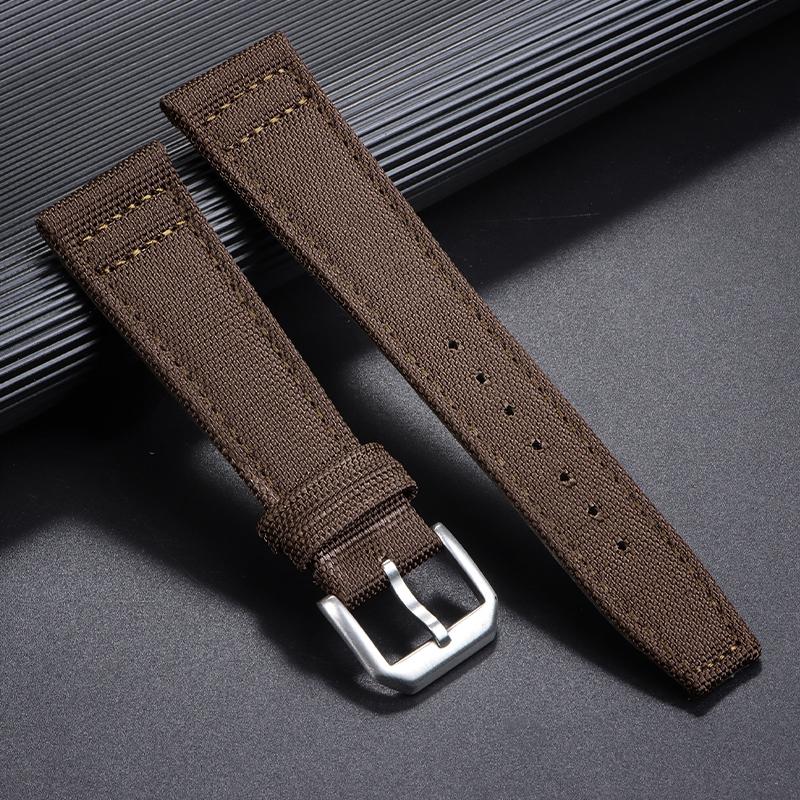 

Nylon Canvas Watch Strap 20mm 21mm 22mm Band for IWC Pilot Waterproof Sports Watchband Cowhide Wrist Belt Men s Women s Bracelet 20mm коричневий