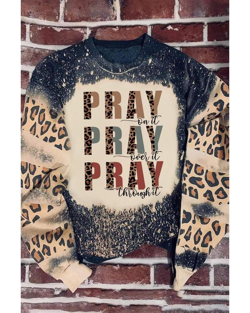 Azura Exchange Leopard Bleached Color Block Sweatshirt