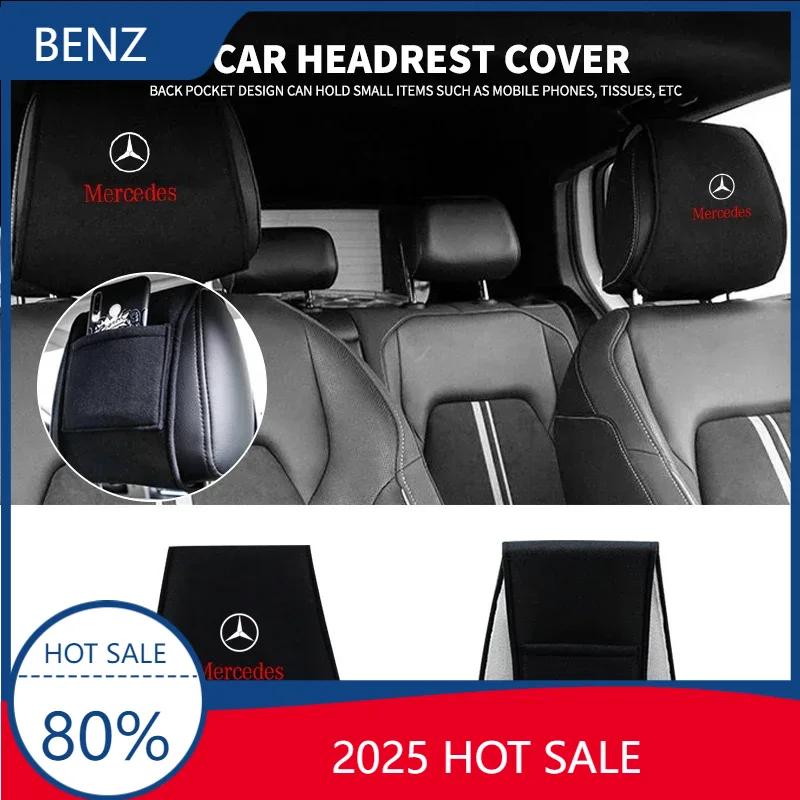 For Benz GLC GLK 1pcs Car Logo Seat Backrest Headrest Cover Pillow Towel For Mercedes Benz B/C/E/S Clase A C200L GLC CLA W163 W2