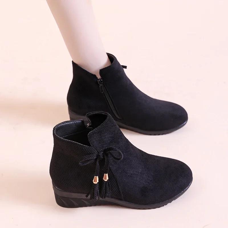 2024 New Fashion Naked Boots Solid Color Short Boots Women's Cotton Shoes Short Boots Versatile Low Heel Winter Outdoor Shoes