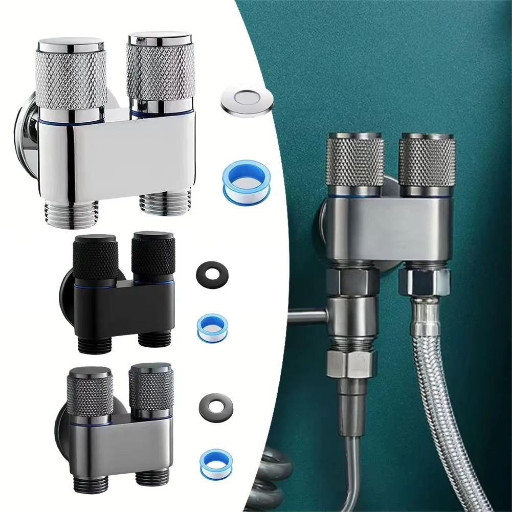 Aluminum Alloy 3 Way One-in Three-out Angle Valve for Bathroom Toilet Washing Machine Balcony Three Head Water Tap Bathroom Fittings